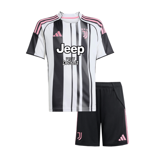 Juventus Home Soccer Jersey Kit 2025_26 Kids(Jersey+Shorts)
