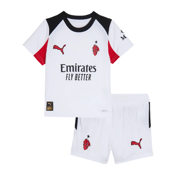 Kid's AC Milan Away Soccer Jersey Kit(Jersey+Shorts) 25_26 White
