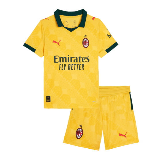 Kid's AC Milan Third Away Soccer Jersey Kit(Jersey+Shorts) 25_26 Yellow