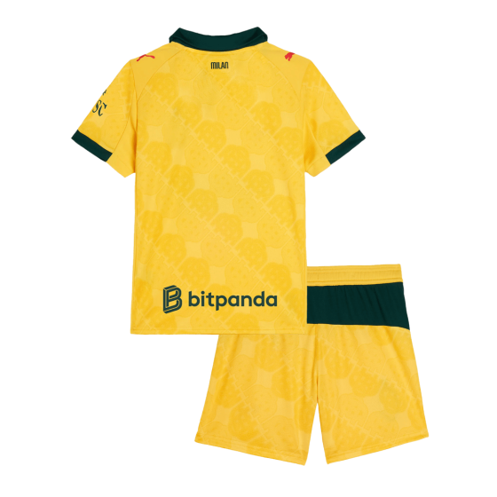 Kid's AC Milan Third Away Soccer Jersey Kit(Jersey+Shorts) 25_26 Yellow