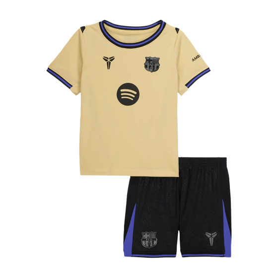 Kid's Barcelona Away Soccer Jersey Kit(Jersey+Shorts) 2025_26 Yellow
