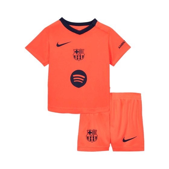 Kid's Barcelona Third Away Soccer Jersey Kit 25_26 Orange