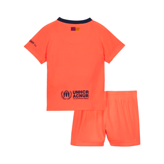 Kid's Barcelona Third Away Soccer Jersey Kit 25_26 Orange