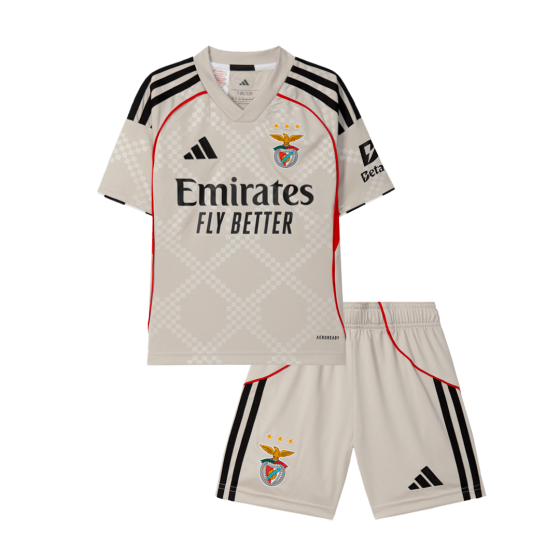 Kid's Benfica Away Soccer Jersey Kit 25_26 Beige
