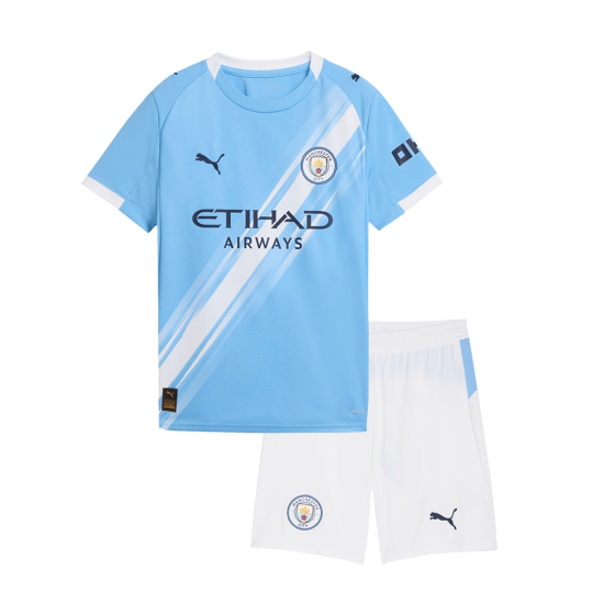 Manchester City Home Soccer Jersey Kit 2025_26 Kids(Jersey+Shorts)