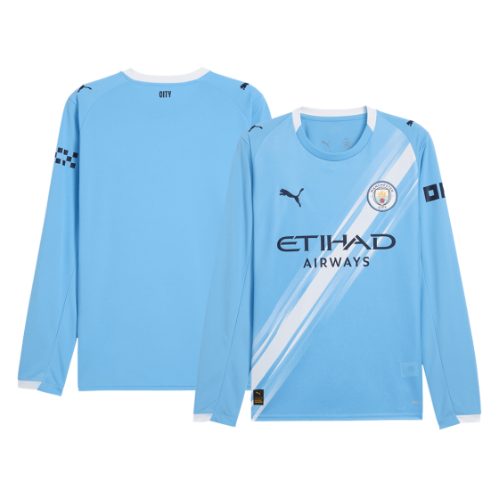 Manchester City Long Sleeve Home Soccer Jersey 2025_26