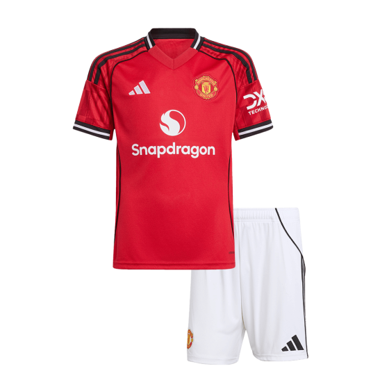 Manchester United Home Soccer Jersey Kit 2025_26 Kids(Jersey+Shorts)