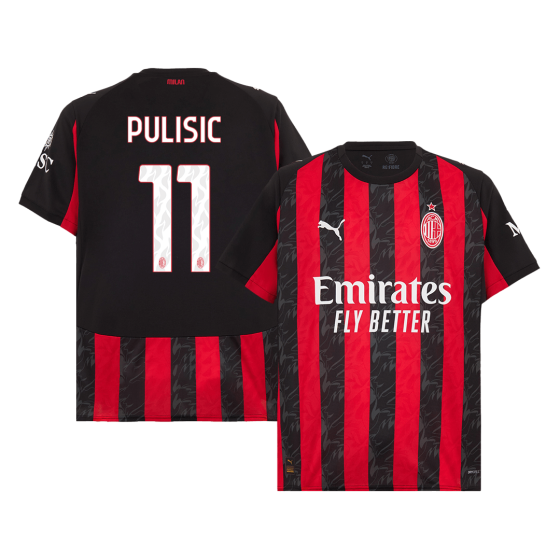 PULISIC #11 AC Milan Home Soccer Jersey 2025_26 Red&Black