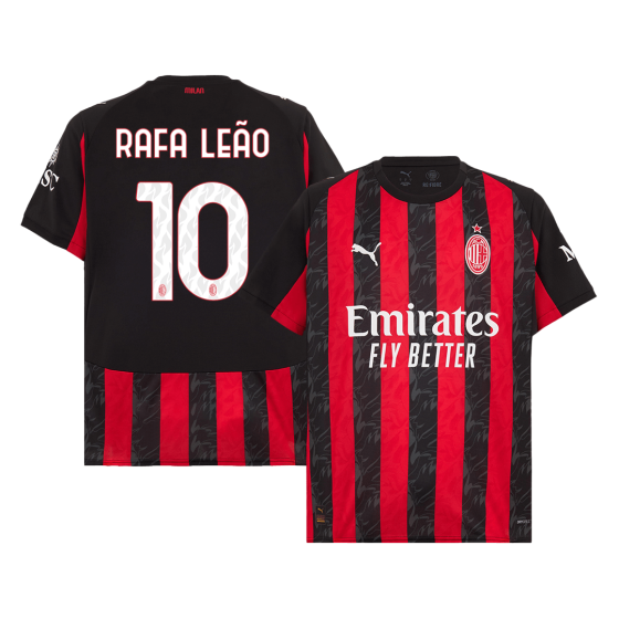 RAFA LEÃO #10 AC Milan Home Soccer Jersey 2025_26 Red&Black