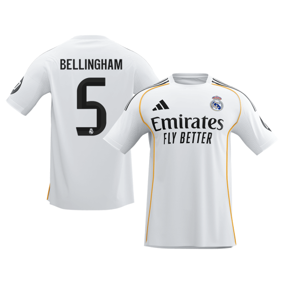Real Madrid BELLINGHAM #5 Home Soccer Jersey 2025_26
