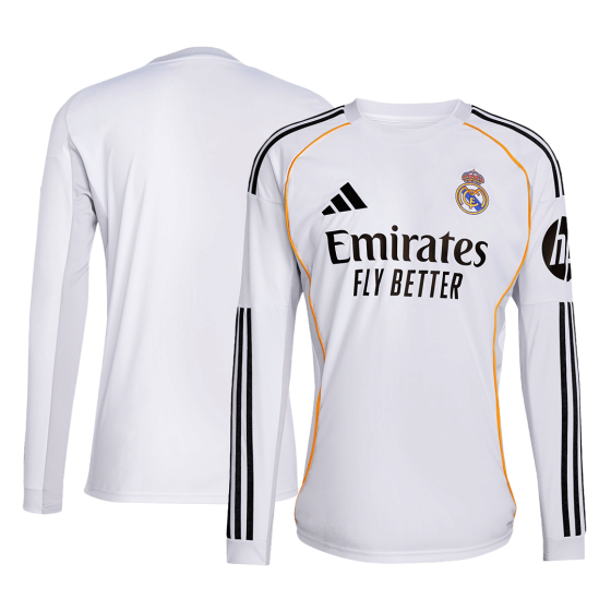 Real Madrid Long Sleeve Home Soccer Jersey 2025_26