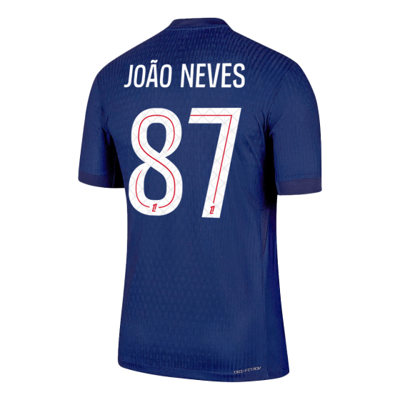 JOÃO NEVES #87  PSG Home Soccer Jersey 2025_26 Navy