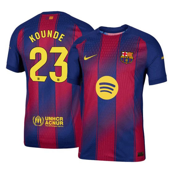 KOUNDE #23 Barcelona Home Soccer Jersey 2025_26 Red&Blue