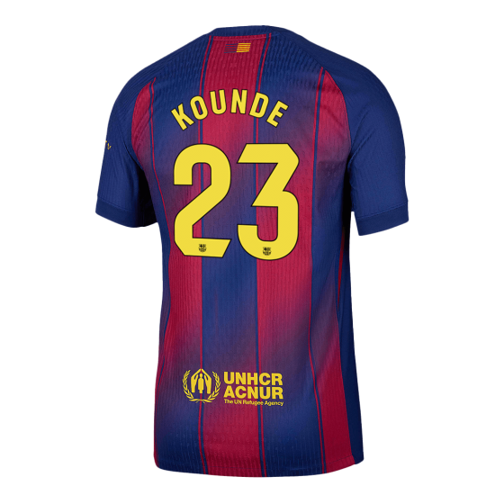KOUNDE #23 Barcelona Home Soccer Jersey 2025_26 Red&Blue