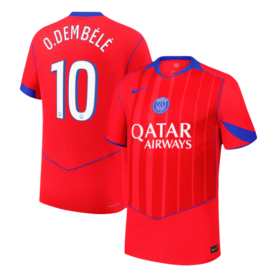 O.DEMBÉLÉ #10 PSG Third Away Soccer Jersey 25_26 Red