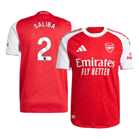 SALIBA #2 Arsenal Home Soccer Jersey 2025_26 Red