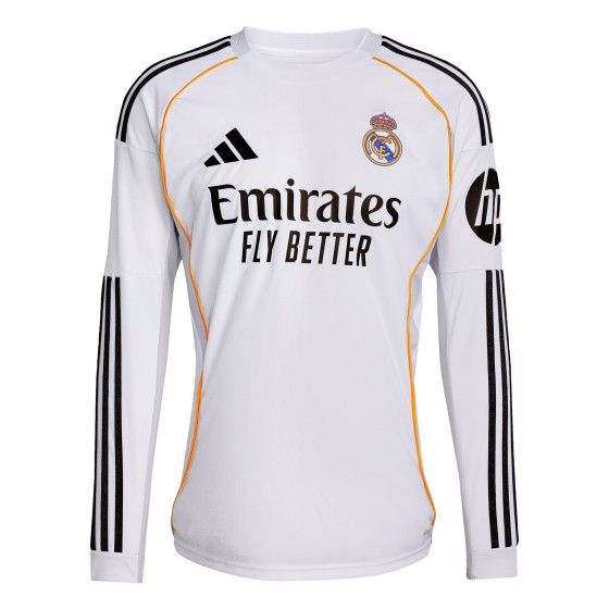 Real Madrid 2025-26 Season Fan Edition Long-Sleeve Home Jersey