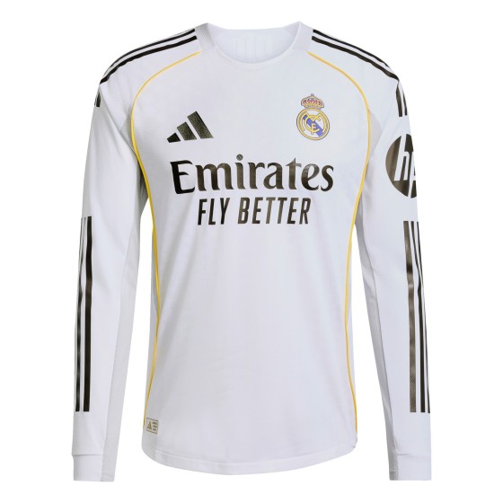 Real Madrid Player Edition Long-Sleeve Home Jersey for the 2025-26 Season